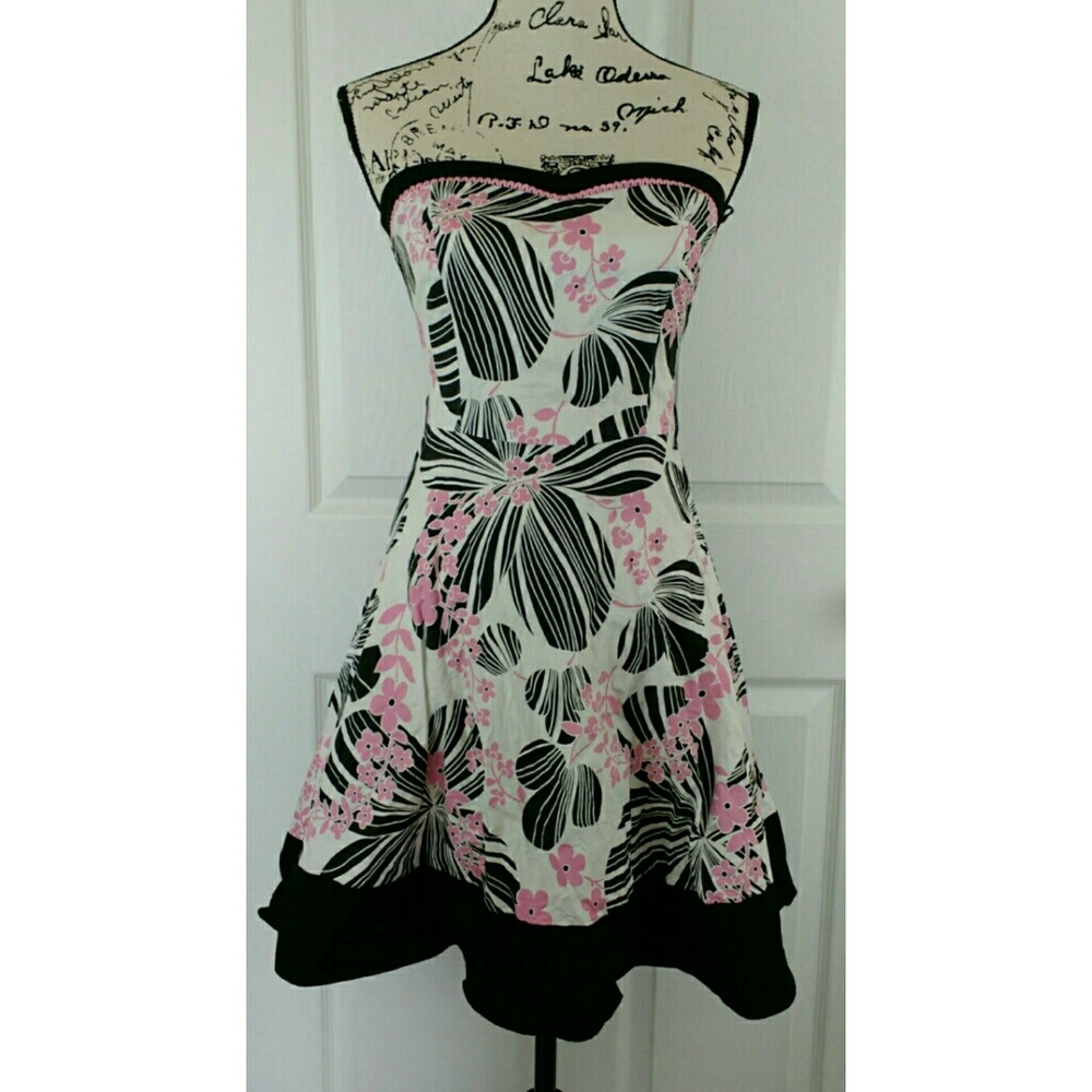 Ruby Rox black white pink strapless dress size 5